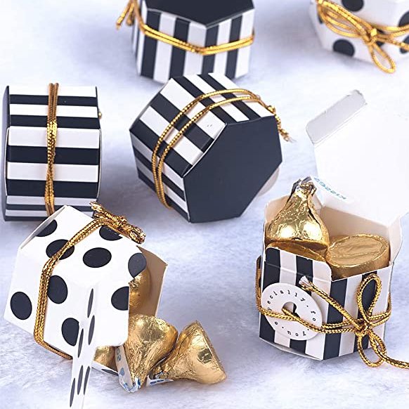 Adult Birthday Party Favors - Black & White Favor Boxes